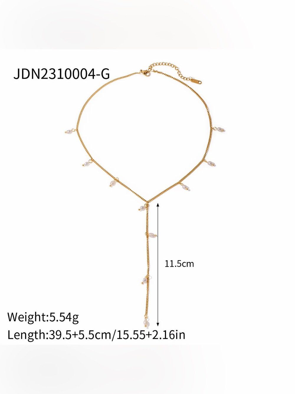 18K Gold Plated Freshwater Pearl Lariat Drop Necklace - Picture 8 of 9